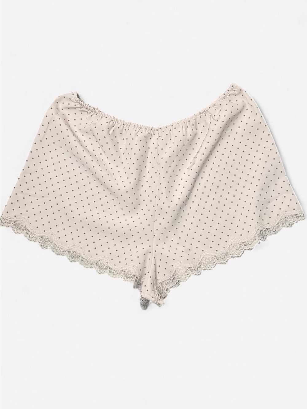 Calvin Klein Polka Dot Lace-Trim Sleep Shorts in Light Beige